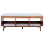 Gray Linen Norma Open Shelf Wood Bench