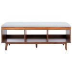 Gray Linen Norma Open Shelf Wood Bench