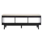 Cream Linen Norma Open Shelf Black Bench