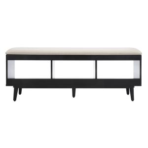 Cream Linen Norma Open Shelf Black Bench
