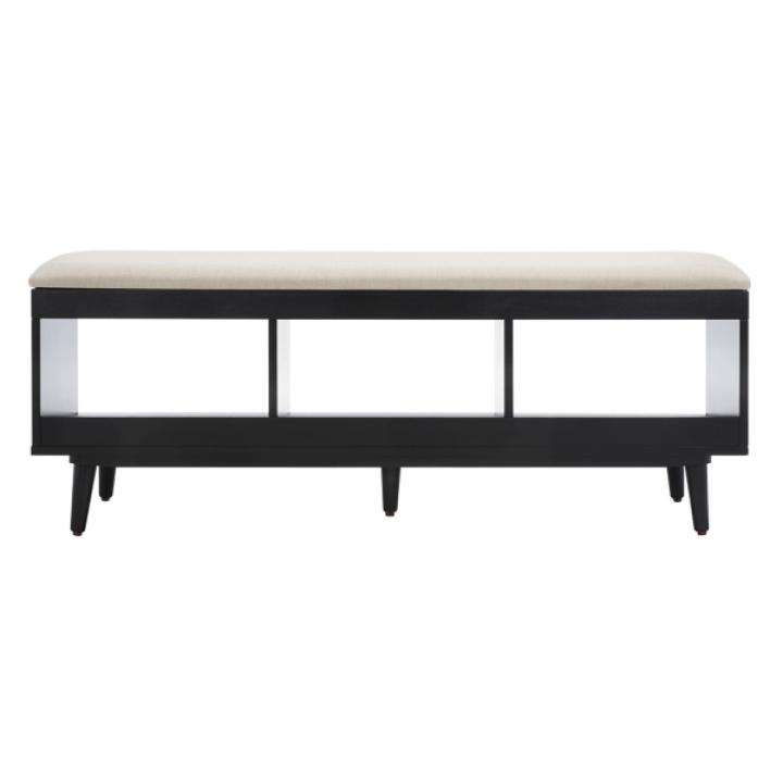 Cream Linen Norma Open Shelf Black Bench