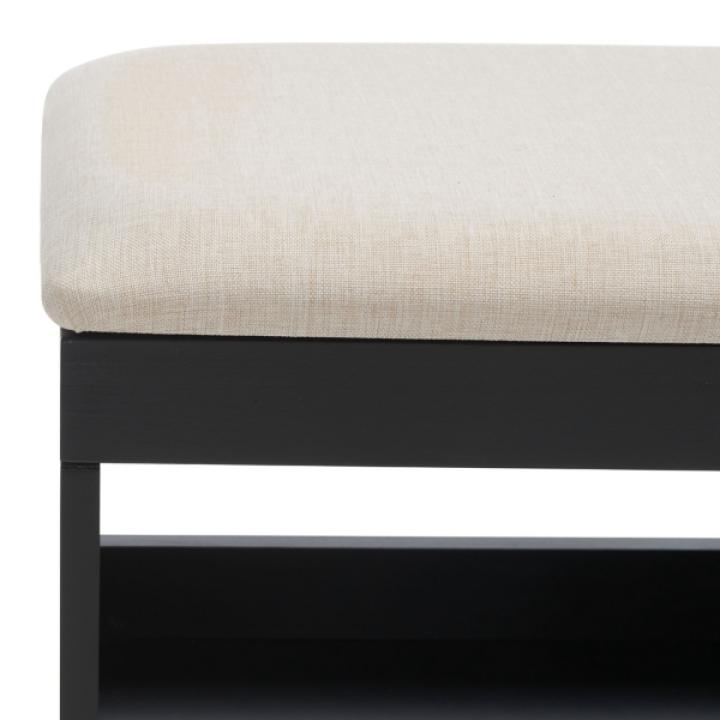 Cream Linen Norma Open Shelf Black Bench