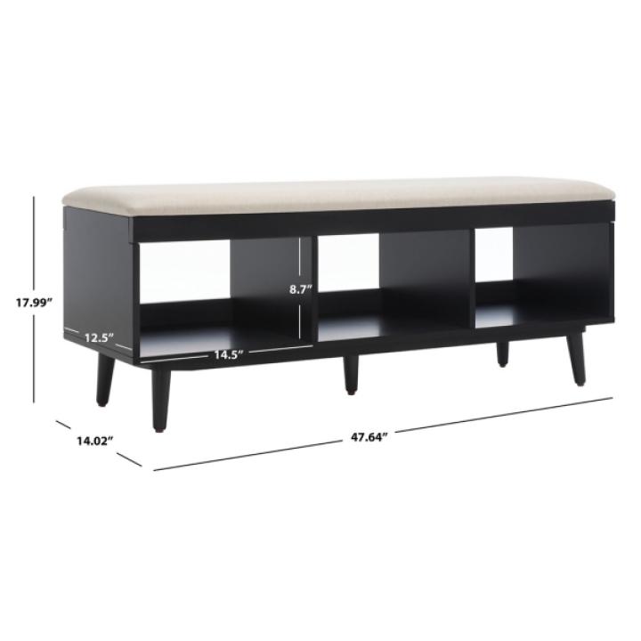 Cream Linen Norma Open Shelf Black Bench