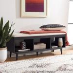 Cream Linen Norma Open Shelf Black Bench