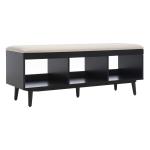 Cream Linen Norma Open Shelf Black Bench