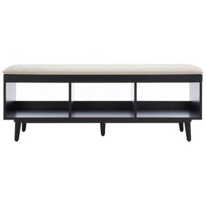 Cream Linen Norma Open Shelf Black Bench
