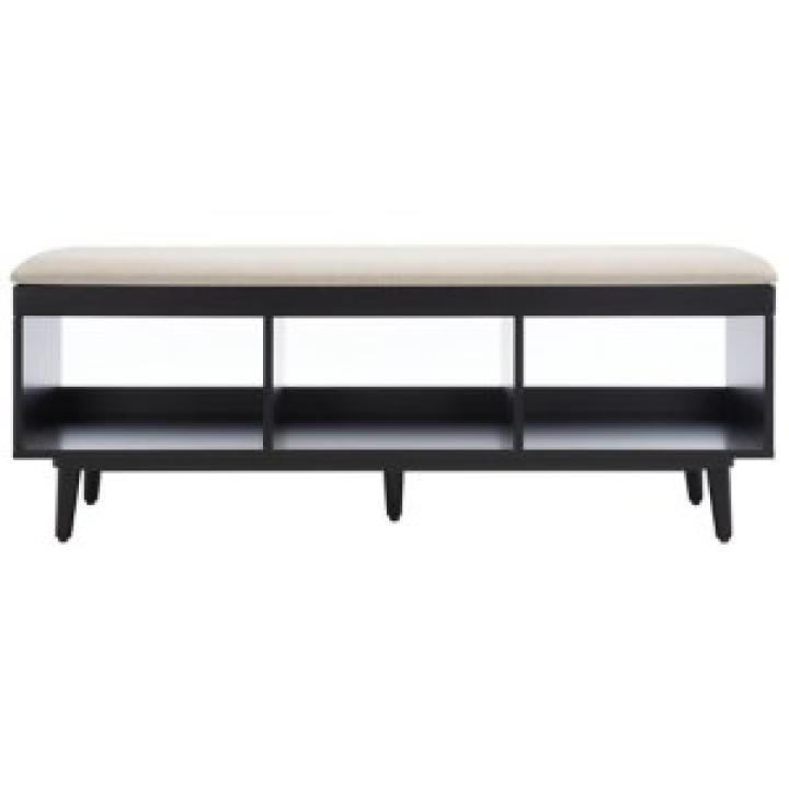 Cream Linen Norma Open Shelf Black Bench