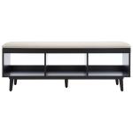 Cream Linen Norma Open Shelf Black Bench