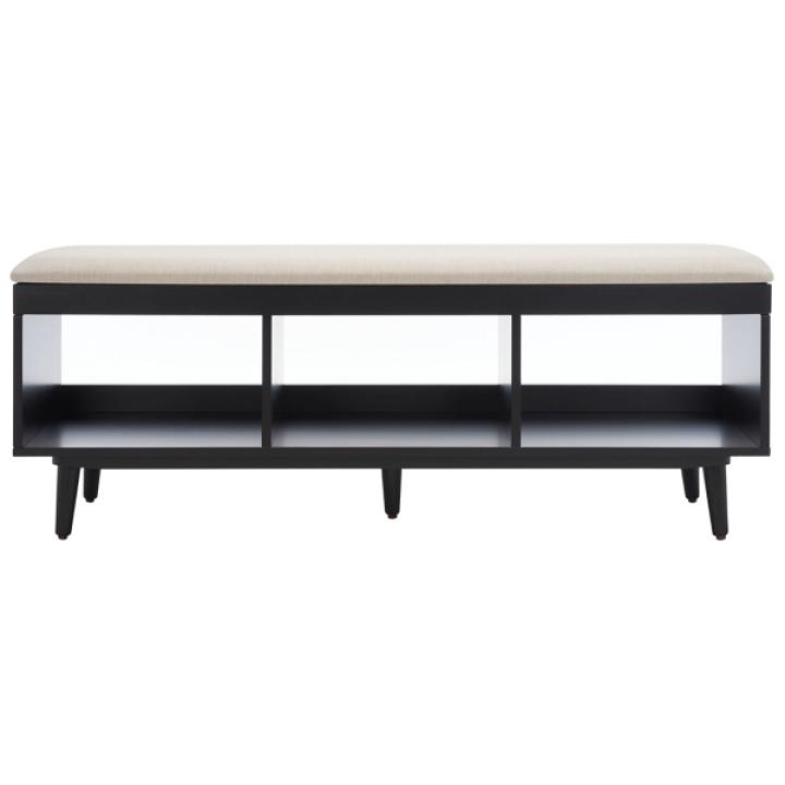 Cream Linen Norma Open Shelf Black Bench