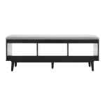 Gray Linen Norma Open Shelf Black Bench