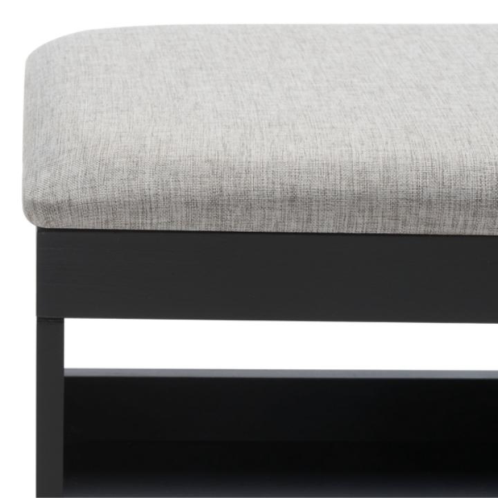 Gray Linen Norma Open Shelf Black Bench