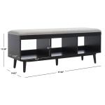 Gray Linen Norma Open Shelf Black Bench