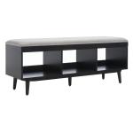 Gray Linen Norma Open Shelf Black Bench