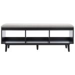 Gray Linen Norma Open Shelf Black Bench