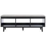 Gray Linen Norma Open Shelf Black Bench