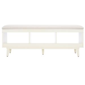 Cream Linen Norma Open Shelf White Bench