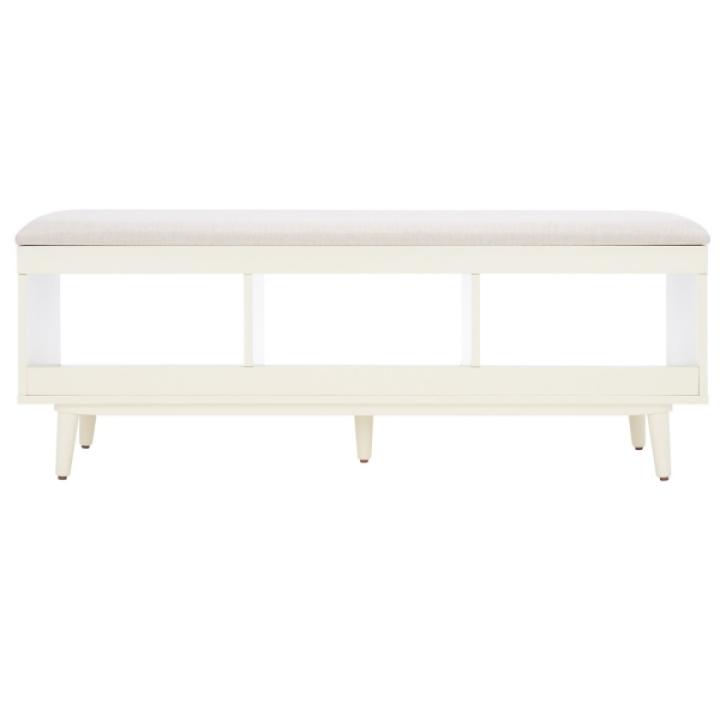 Cream Linen Norma Open Shelf White Bench