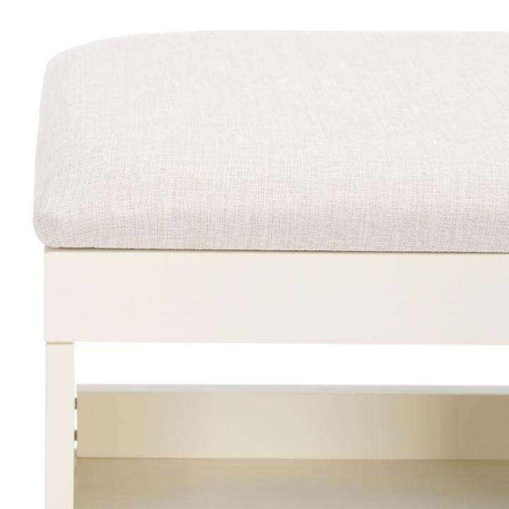 Cream Linen Norma Open Shelf White Bench