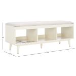 Cream Linen Norma Open Shelf White Bench