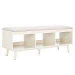 Cream Linen Norma Open Shelf White Bench