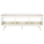 Cream Linen Norma Open Shelf White Bench