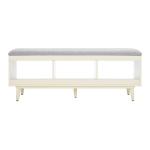 Gray Linen Norma Open Shelf White Bench