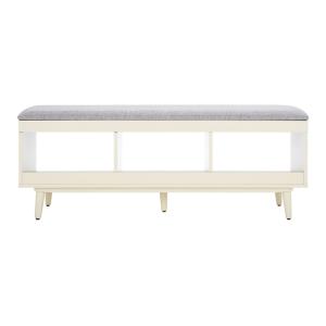 Gray Linen Norma Open Shelf White Bench