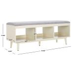 Gray Linen Norma Open Shelf White Bench