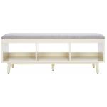 Gray Linen Norma Open Shelf White Bench