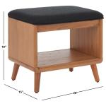 Black Upholstered Margie Open Shelf Bench