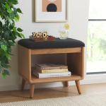 Black Upholstered Margie Open Shelf Bench