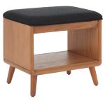 Black Upholstered Margie Open Shelf Bench