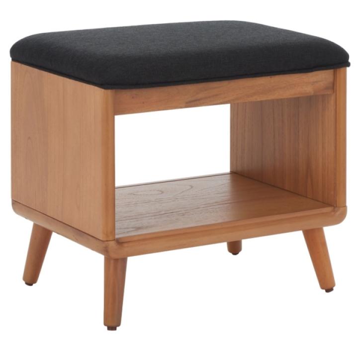 Black Upholstered Margie Open Shelf Bench