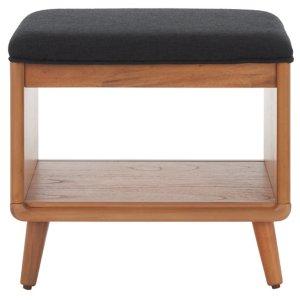 Black Upholstered Margie Open Shelf Bench