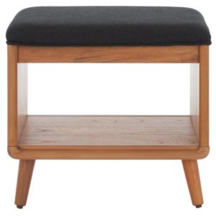 Black Upholstered Margie Open Shelf Bench