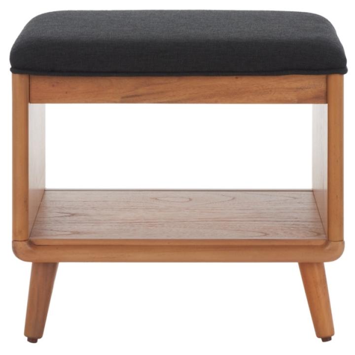 Black Upholstered Margie Open Shelf Bench