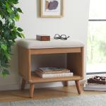 Cream Upholstered Margie Open Shelf Bench
