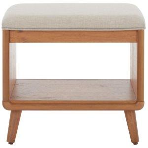 Cream Upholstered Margie Open Shelf Bench
