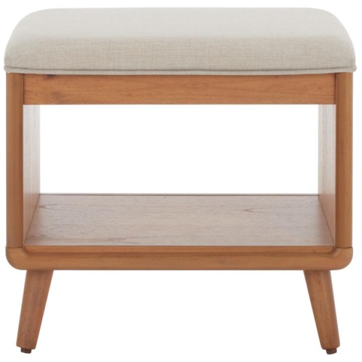 Cream Upholstered Margie Open Shelf Bench
