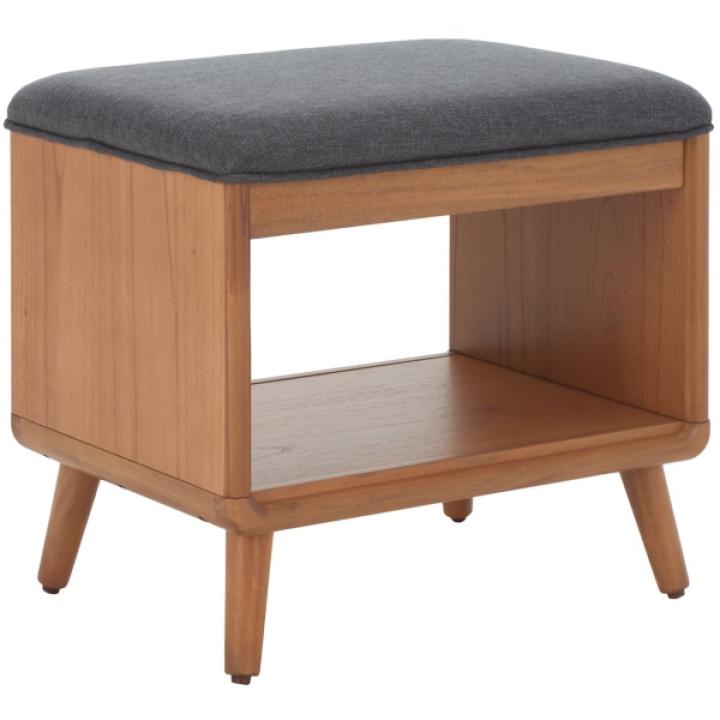 Gray Upholstered Margie Open Shelf Bench