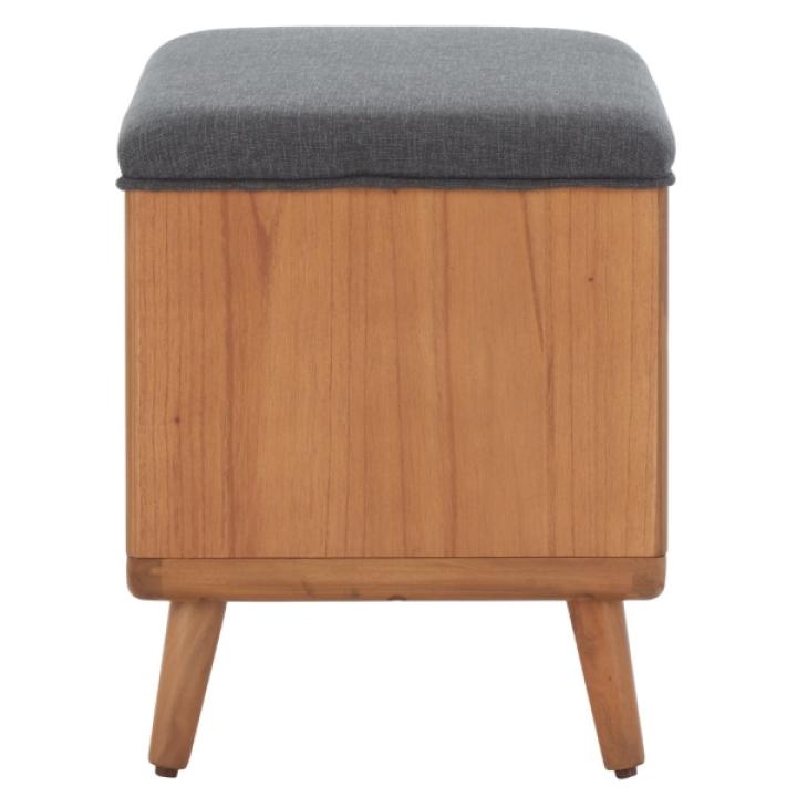 Gray Upholstered Margie Open Shelf Bench