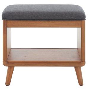Gray Upholstered Margie Open Shelf Bench