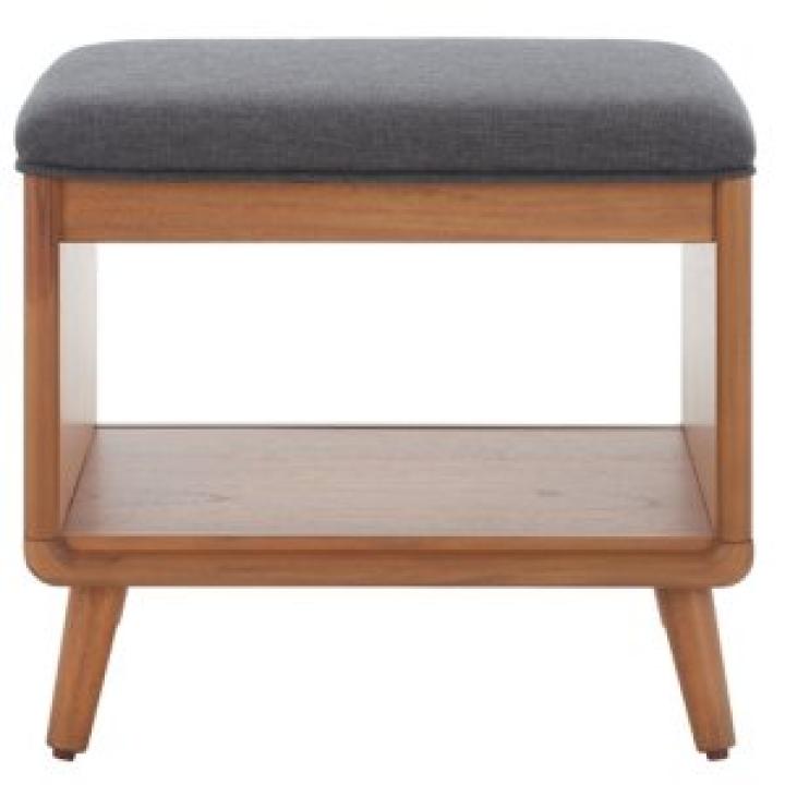 Gray Upholstered Margie Open Shelf Bench