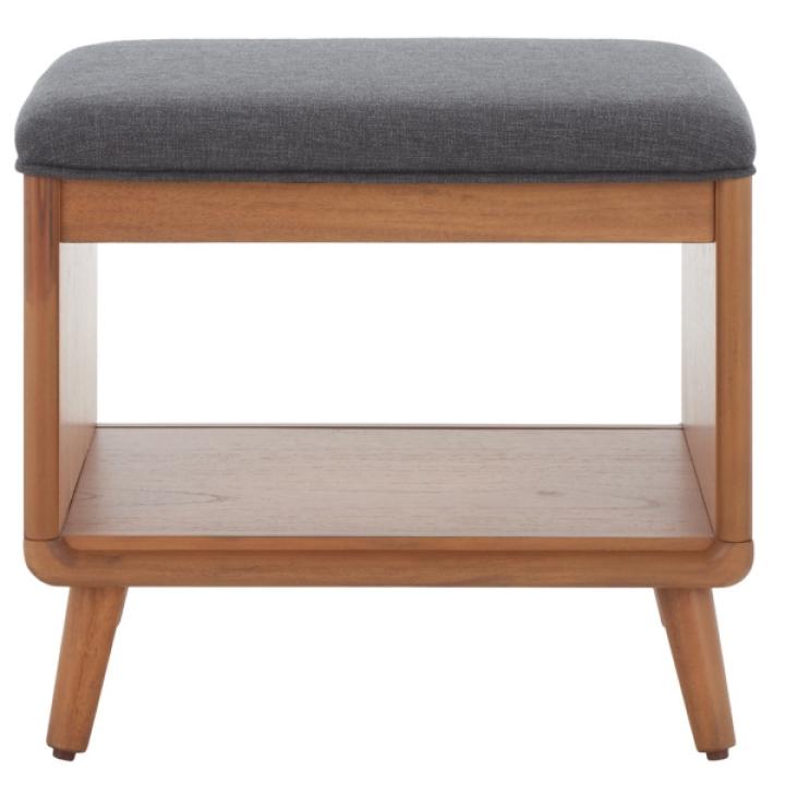 Gray Upholstered Margie Open Shelf Bench