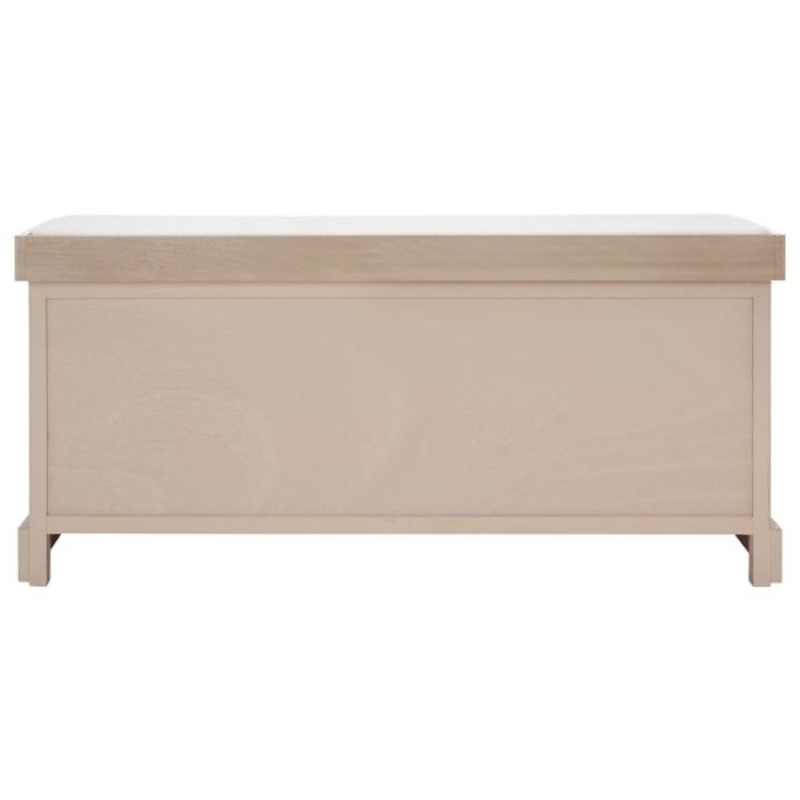 Tan Wood Zella Upholstered Storage Bench