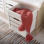 Tan Wood Zella Upholstered Storage Bench