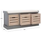 Gray Wood Zella Upholstered Storage Bench
