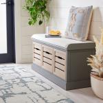 Gray Wood Zella Upholstered Storage Bench