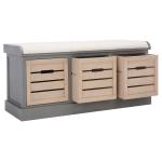 Gray Wood Zella Upholstered Storage Bench