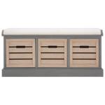 Gray Wood Zella Upholstered Storage Bench